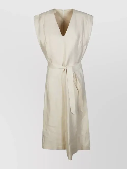 Incotex - lia dress v neck belted midi
