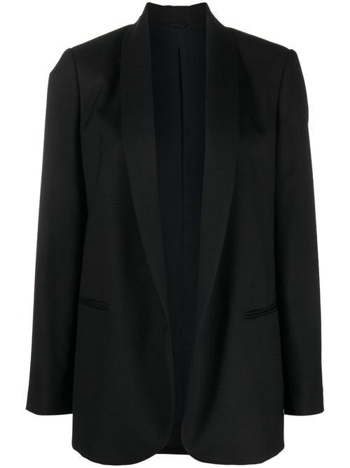Shawl lapels open-front blazer - Black