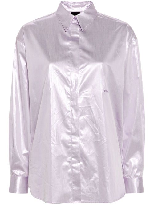 Logo-embroidered metallic shirt - Purple