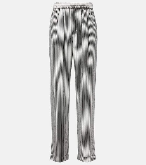Striped silk straight pants