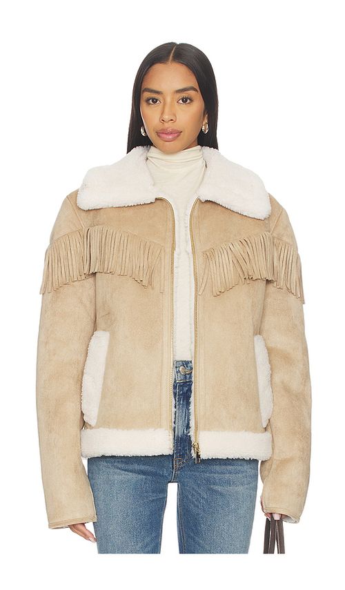 Generation Love Inez Faux Shearling Jacket in Taupe. L. Also in XS, S