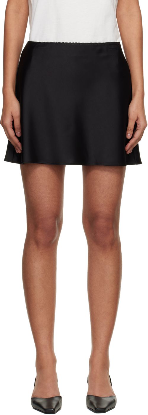 Black Satin Mini Skort