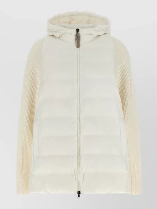 Brunello Cucinelli - hooded down jacket knit sleeve