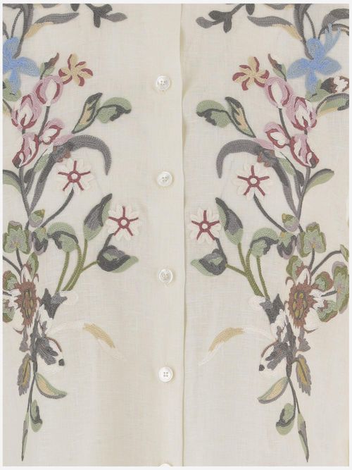 Floral Linen Shirt — Ivory