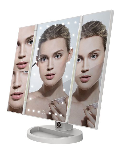 Pursonic Tri -Fold Vanity Makeup Mirror with 24 Natural White LED Lights