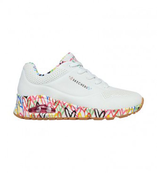 Skechers for woman. 155506 Trainers Uno Loving Love white (35), Fabric, Flat, Laces, Casual