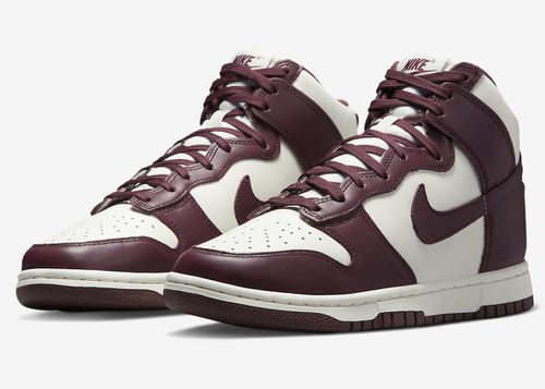 Dunk High DD1869-601 Women's US 5 Burgundy White Leather Sneakers PSS150