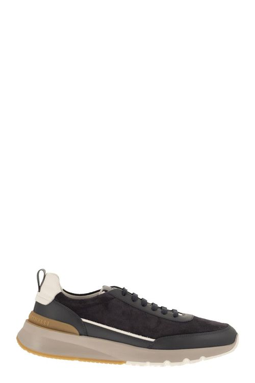 Brunello Cucinelli Runners In Washed Suede And Semi-Gloss Calfskin