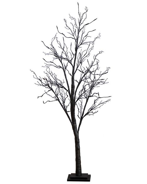5Ft Pre-Lit Halloween Deluxe Black Twig Artificial Fall Tree  With 102 Orange & Purple Led Lights