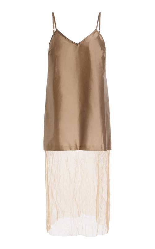 Exclusive La Isla Taffeta and Mesh Slip Dress - Moda Operandi