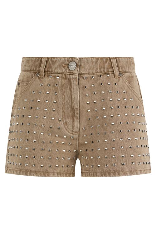 Studded High-Waist Denim Shorts