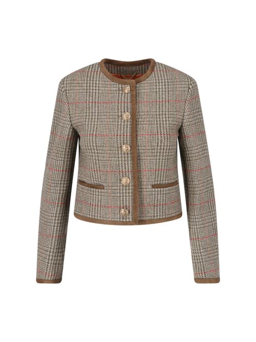 Women's Virgin Wool Jacket with Goat Leather Insert