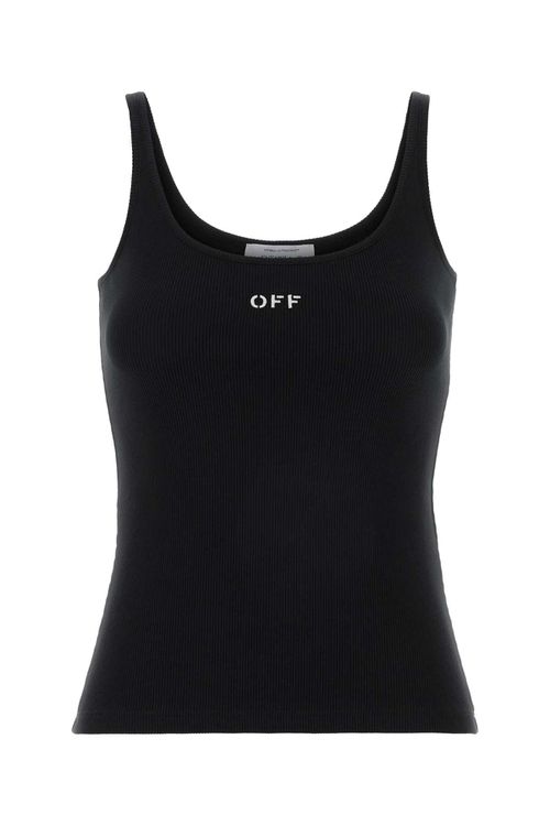 Black Stretch Cotton Tank Top