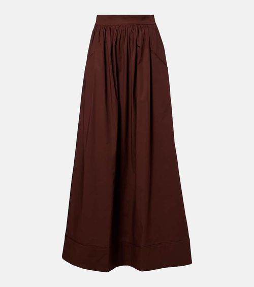 Pleated cotton maxi skirt