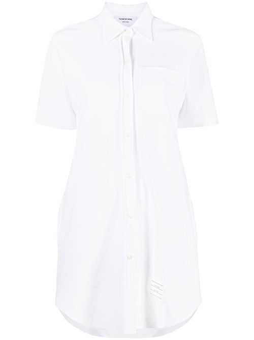 Sequin-detail cotton shirt dress - White