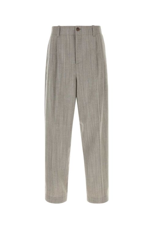 Virgin Wool-Nylon Trousers — Beige