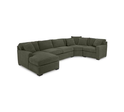 Radley 4-Pc. Fabric Chaise Sectional Sofa with Wedge Piece, Created for Heavenly Olive Green