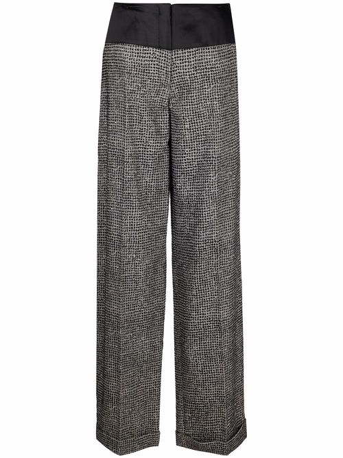 1990s patterned wide-leg trousers - Grey