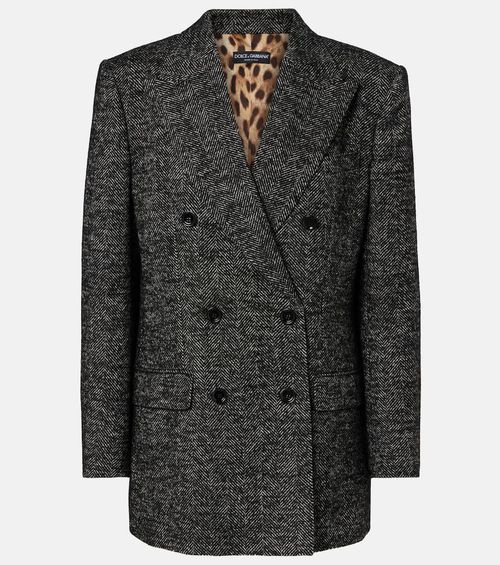 Double-breasted wool-blend jacket