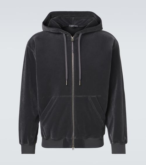 Velvet zip-up hoodie