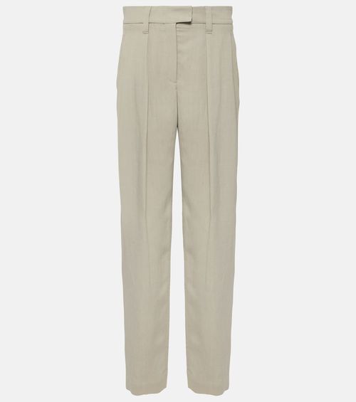 Twill wide-leg pants