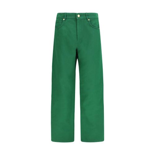 Cotton-Linen Blend Trousers — Green