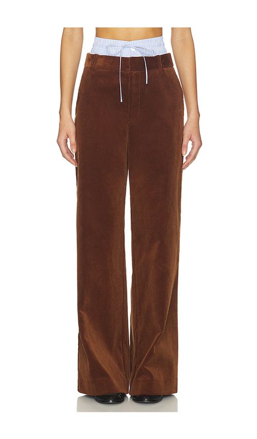 Monse Double Waistband Pant in Brown. 0 also