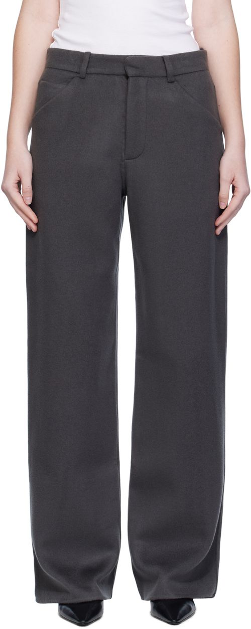 Gray Handmade Wool Cashmere Trousers
