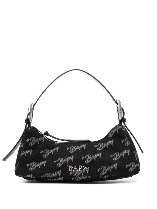 Monogram denim shoulder bag - Black