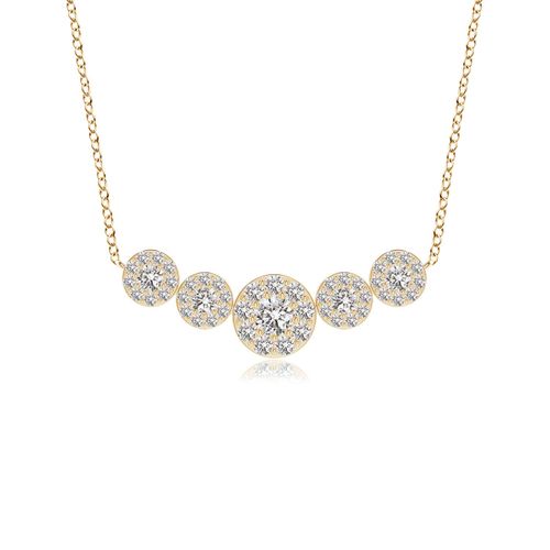 Angara 0.32 Carat Graduated Five Stone Diamond Halo Necklace in 14K Yellow Gold