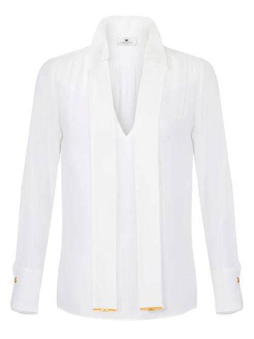 Viscose Georgette Blouse With Sash Belt