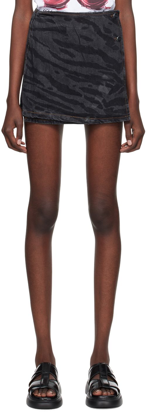 GANNI Black Lazer Denim Miniskirt