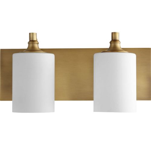 Quorum Celeste 2-Light 8" Bathroom Vanity Light in Aged Bra