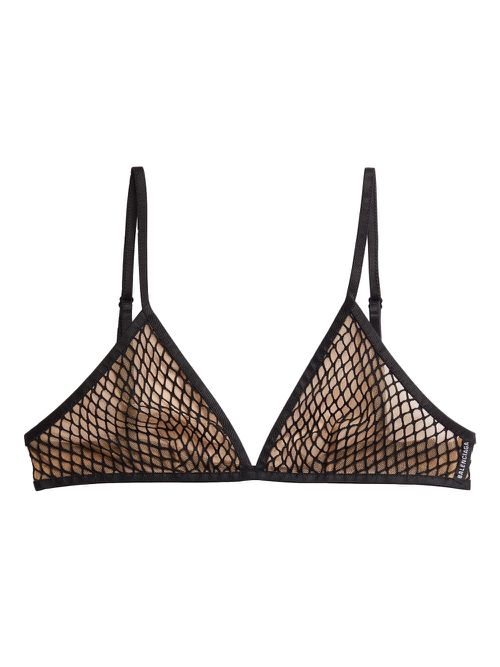 Mesh-detail triangle bra - Black