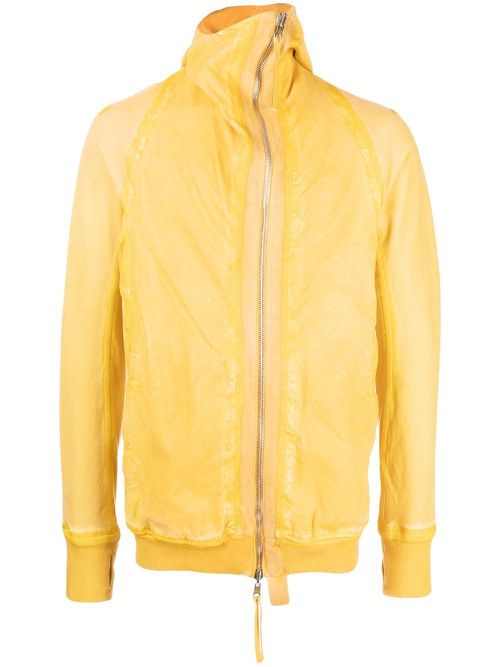 Off-centre zip-fastening hoodie - Yellow