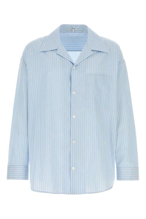 Striped Poplin Shirt — Blue