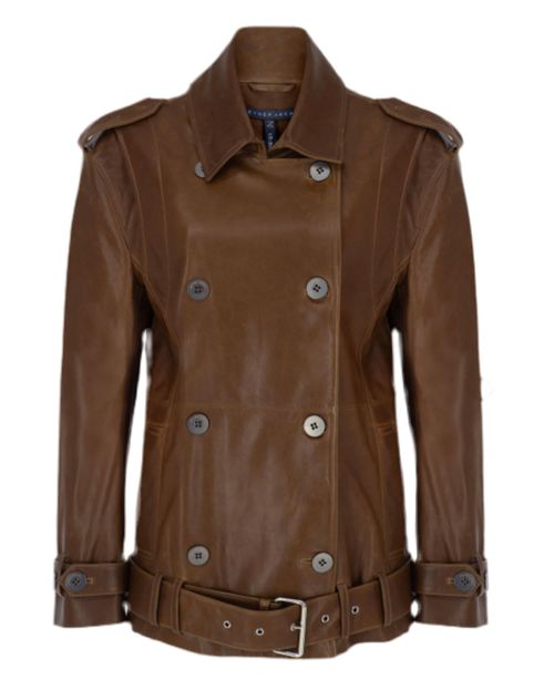 Women's Oversized Leather Biker Jacket In Rust