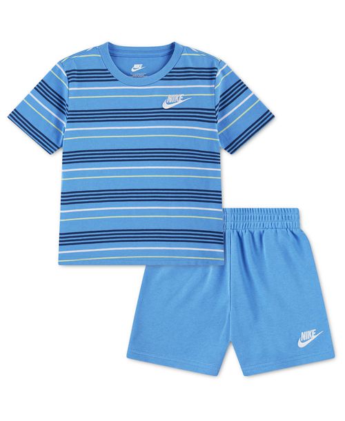 Toddler Boys' 2T-4T Striped Short-Sleeve T-Shirt and French Terry Shorts, 2-Piece Set - University Blue
