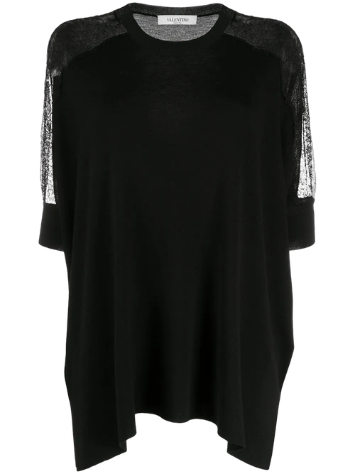Lace Panel Detail Blouse — Black
