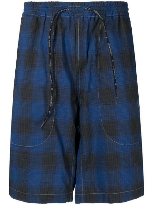 Check-print track shorts
