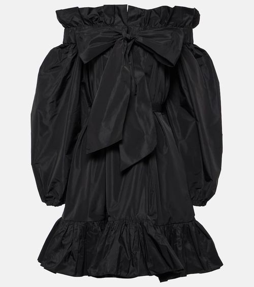 Bow-detail ruffled faille minidress
