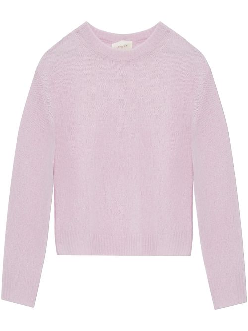 Cashmere-Silk Ribbed Crew Neck Drop-Shoulder Sweater