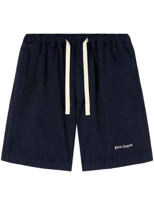 Logo-print cotton shorts - Blue