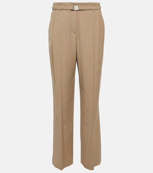 High-rise straight wool-blend pants