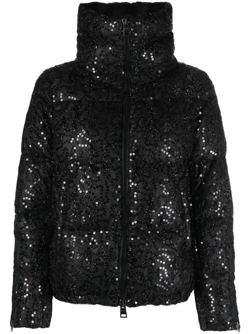 Sequinned down puffer jacket - Black