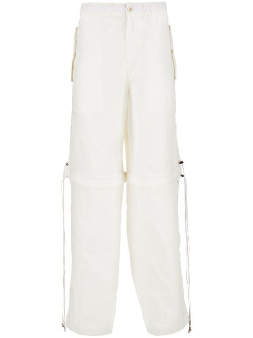 Elasticated-waist cargo pants - White