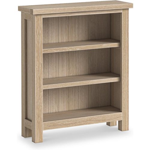 Trelan Washed Oak Low Bookcase with 3 Shelves | Roseland