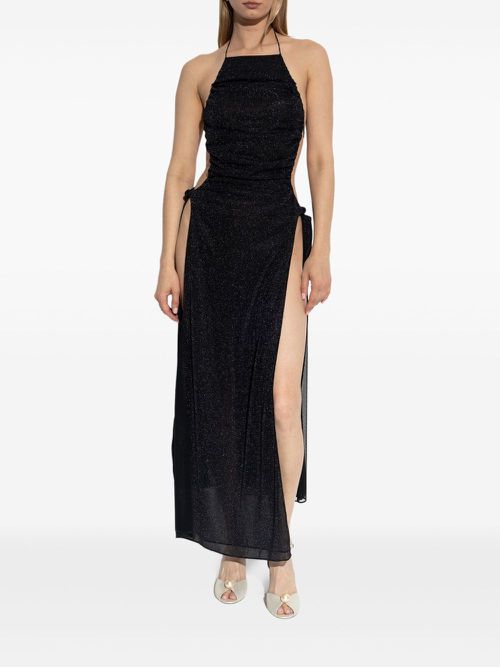Ruched halterneck maxi dress - Black