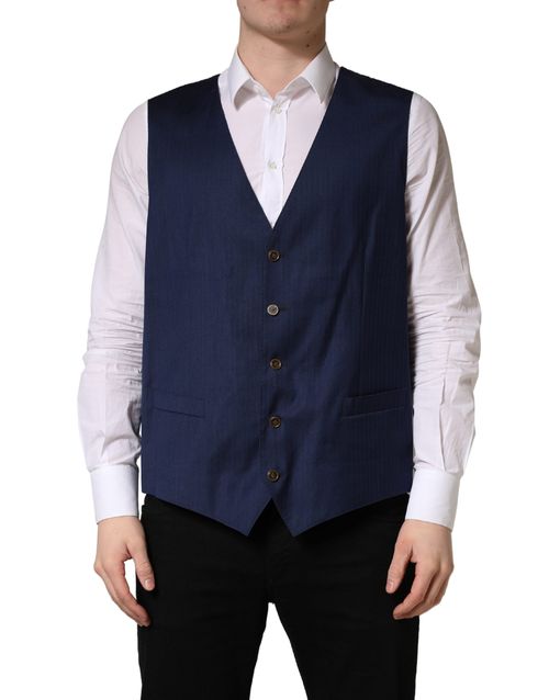Virgin Wool & Silk Formal Vest — Navy