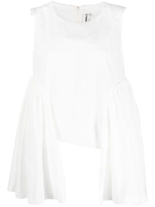 Drape-detail frayed tank top - White
